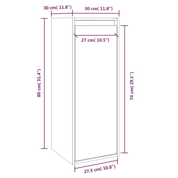 Wall Cabinet 30x30x80 cm Solid Wood Pine – Brown, 1