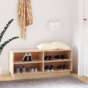 Shoe Cabinet 110x34x45 cm Solid Wood Pine – Brown