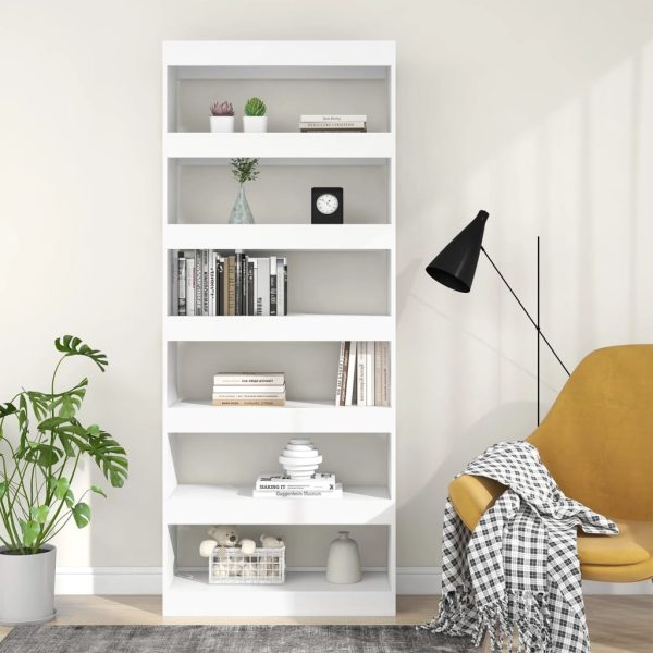 Opelika Book Cabinet/Room Divider 80x30x198 cm Engineered Wood – White