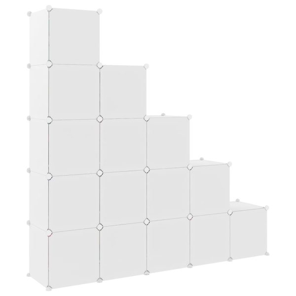 Cube Storage Cabinet for Kids with Cubes White PP – 155×31.5×154 cm, White