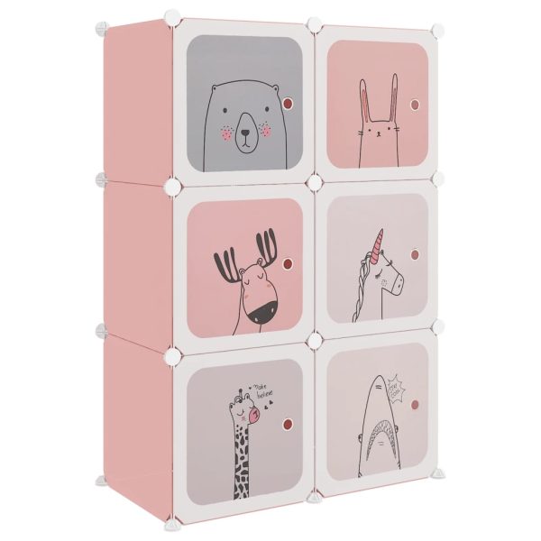 Cube Storage Cabinet for Kids with Cubes Pink PP – 74×36.5×108 cm, Pink