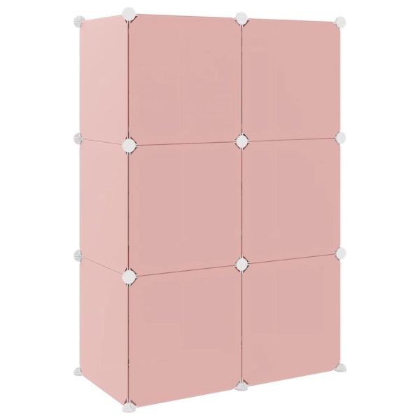 Cube Storage Cabinet for Kids with Cubes Pink PP – 74×36.5×108 cm, Pink