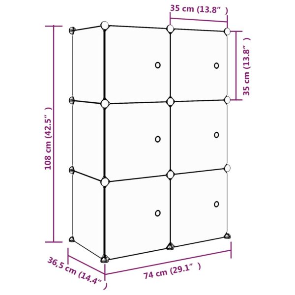 Cube Storage Cabinet for Kids with Cubes Pink PP – 74×36.5×108 cm, Pink