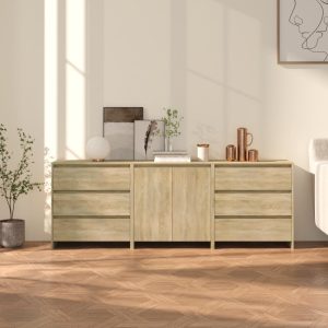 3 Piece Sideboard Engineered Wood – Sonoma oak