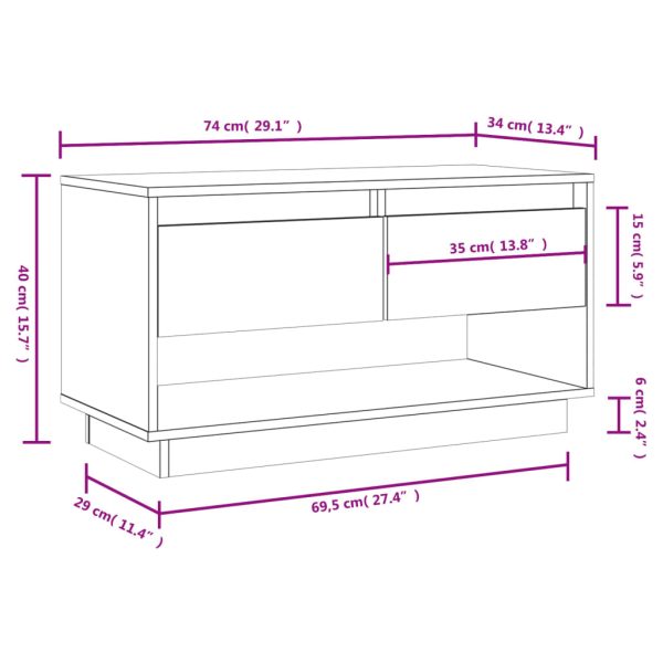 Ramsbottom TV Cabinet 74x34x40 cm Solid Wood Pine – Brown