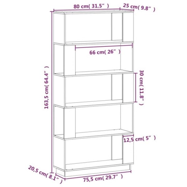 Dayton Book Cabinet/Room Divider 80x25x163.5 cm Solid Wood Pine – Brown