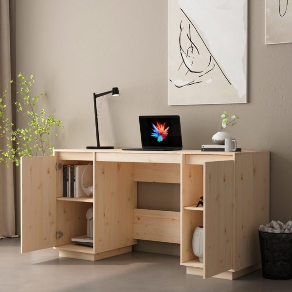 Desk 140x50x75 cm Solid Wood Pine – Brown