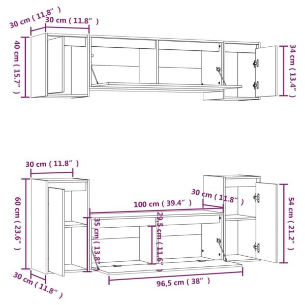 Healdsburg TV Cabinets 6 pcs Solid Wood Pine – Brown