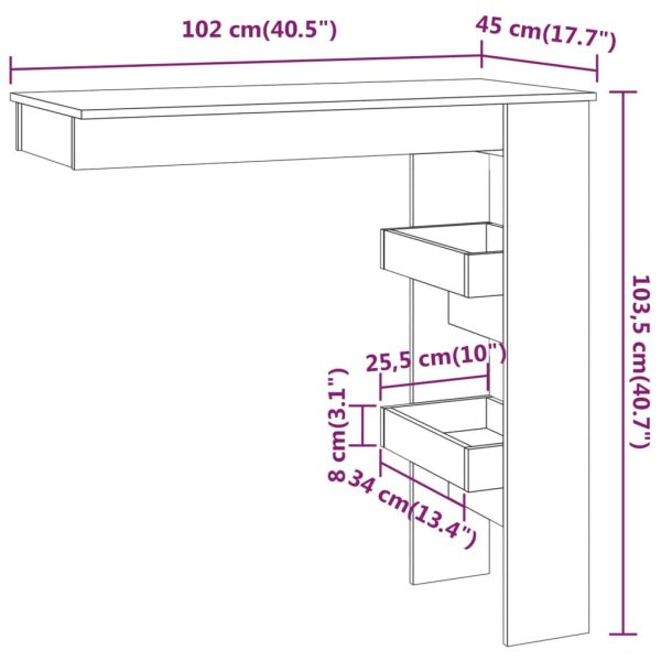 Wall Bar Table 102x45x103.5 cm Engineered Wood – Black