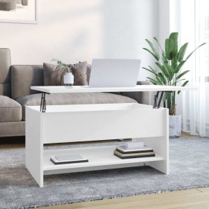 Coffee Table 80x50x40 cm Engineered Wood – White