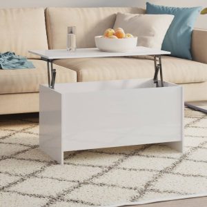 Coffee Table 102×55.5×52.5 cm Engineered Wood – High Gloss White