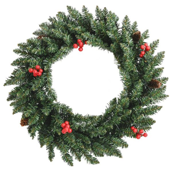 Artificial Christmas Trees 2 pcs with Wreath, Garland and LEDs