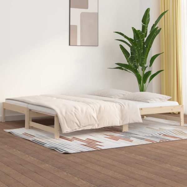 Hulme Pull-out Day Bed 2x(92×187) cm Solid Wood Pine – Brown