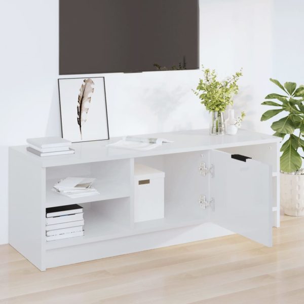 Pleasant TV Cabinet 102×35.5×36.5 cm Engineered Wood – High Gloss White