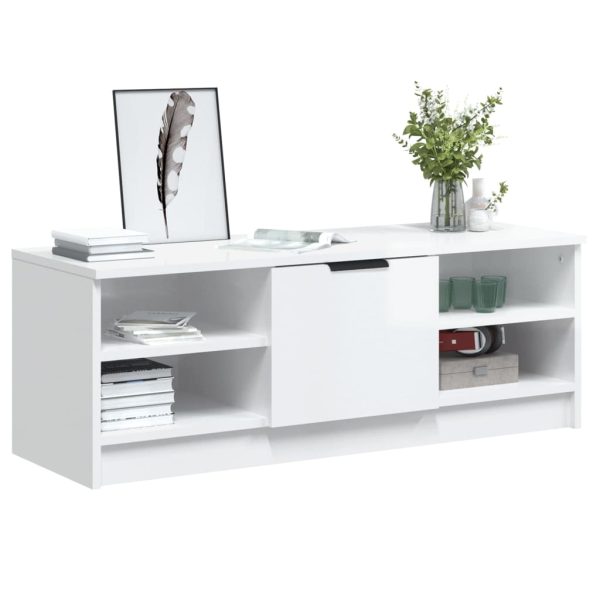 Pleasant TV Cabinet 102×35.5×36.5 cm Engineered Wood – High Gloss White