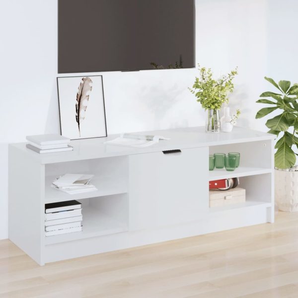 Pleasant TV Cabinet 102×35.5×36.5 cm Engineered Wood – High Gloss White