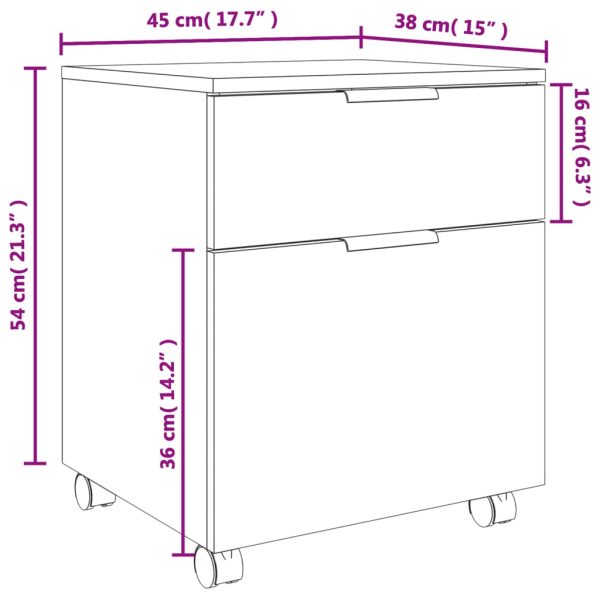 Mobile File Cabinet with Wheels 45x38x54 cm Engineered Wood – White