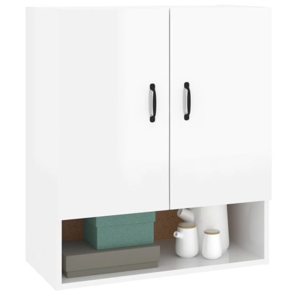 Wall Cabinet 60x31x70 cm Engineered Wood – High Gloss White