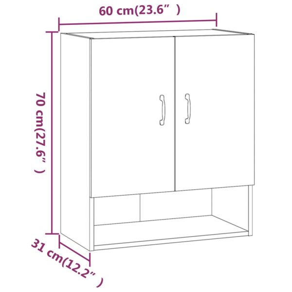 Wall Cabinet 60x31x70 cm Engineered Wood – High Gloss White