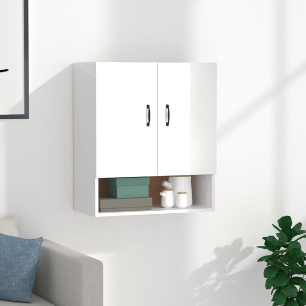 Wall Cabinet 60x31x70 cm Engineered Wood – High Gloss White