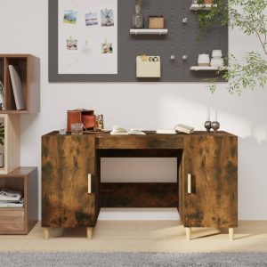 Desk 140x50x75 cm Engineered Wood – Smoked Oak