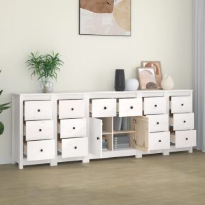 Sideboard 230x35x80 cm Solid Wood Pine – White