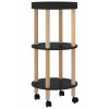 3-tier Trolley 38x38x82 cm Engineered Wood&Solid Wood Pine – Black