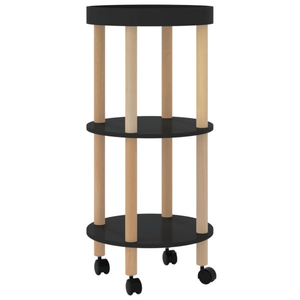 3-tier Trolley 38x38x82 cm Engineered Wood&Solid Wood Pine – Black