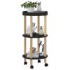 3-tier Trolley 38x38x82 cm Engineered Wood&Solid Wood Pine – Black