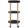 3-tier Trolley 38x38x82 cm Engineered Wood&Solid Wood Pine – Black