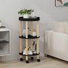 3-tier Trolley 38x38x82 cm Engineered Wood&Solid Wood Pine – Black