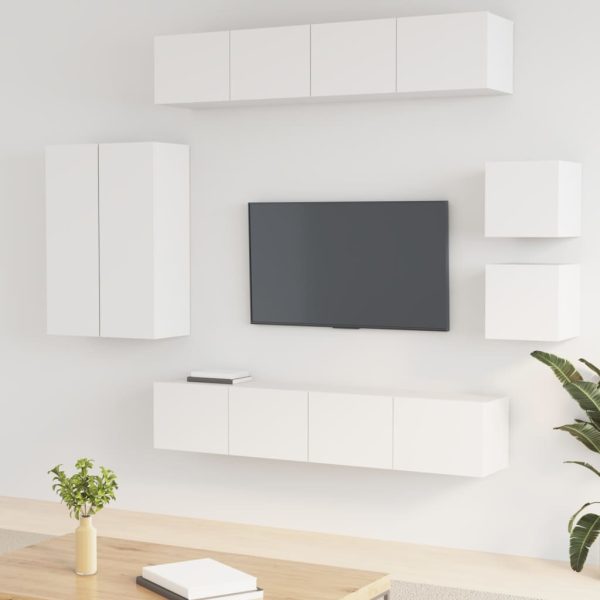 Bruno 8 Piece TV Cabinet Set Engineered Wood – 30.5x30x90 cm, White