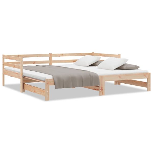 Cupar Pull-out Day Bed 2x(92×187) cm Solid Wood Pine – Brown