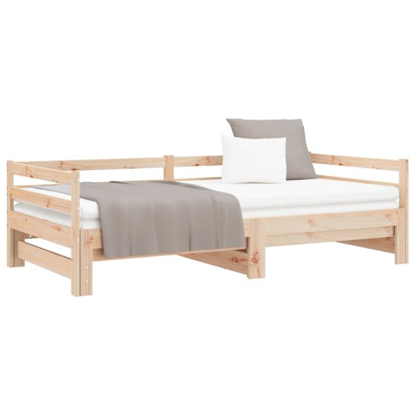 Cupar Pull-out Day Bed 2x(92×187) cm Solid Wood Pine – Brown