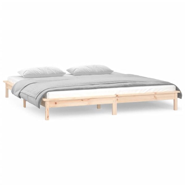 LED Bed Frame Solid Wood – QUEEN, Brown