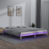 LED Bed Frame Solid Wood – QUEEN, Brown