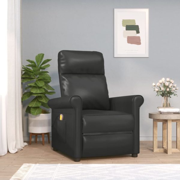 Massage Chair Black Faux Leather