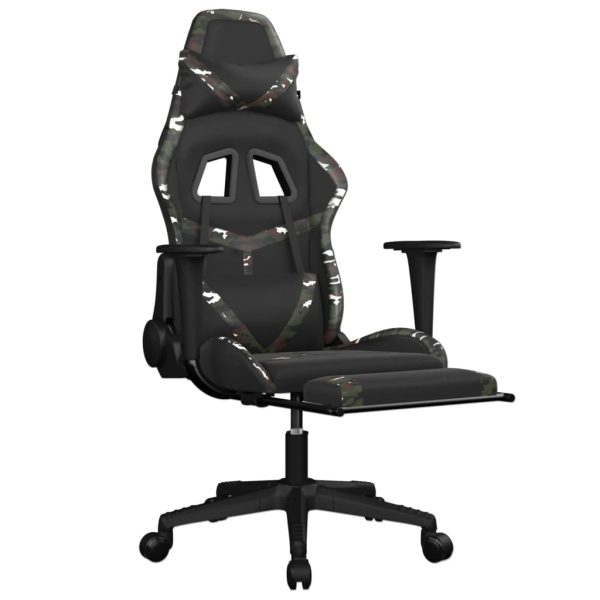 Massage Gaming Chair with Footrest Leather – Black and Camouflage