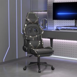 Massage Gaming Chair with Footrest Leather