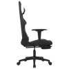 Massage Gaming Chair with Footrest Black Fabric – White