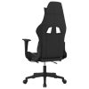 Massage Gaming Chair with Footrest Black Fabric – White