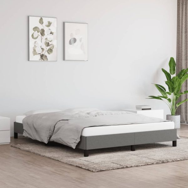 Bed Frame Dark Grey 153×203 cm Queen Fabric