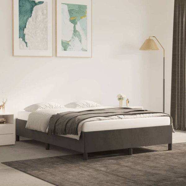 Bed Frame Dark Grey Velvet