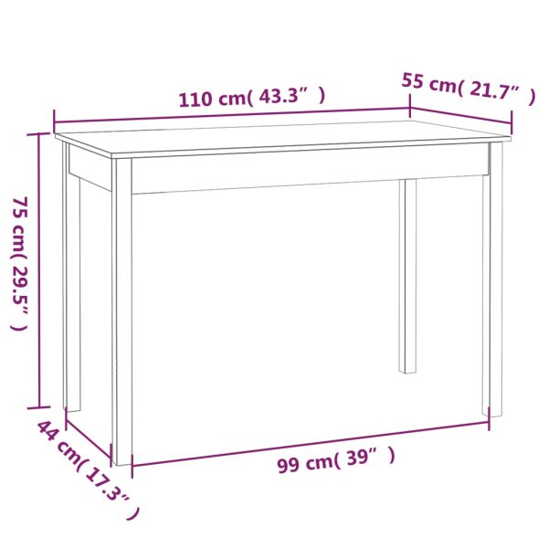 Dining Table Solid Wood Pine – 110x55x75 cm