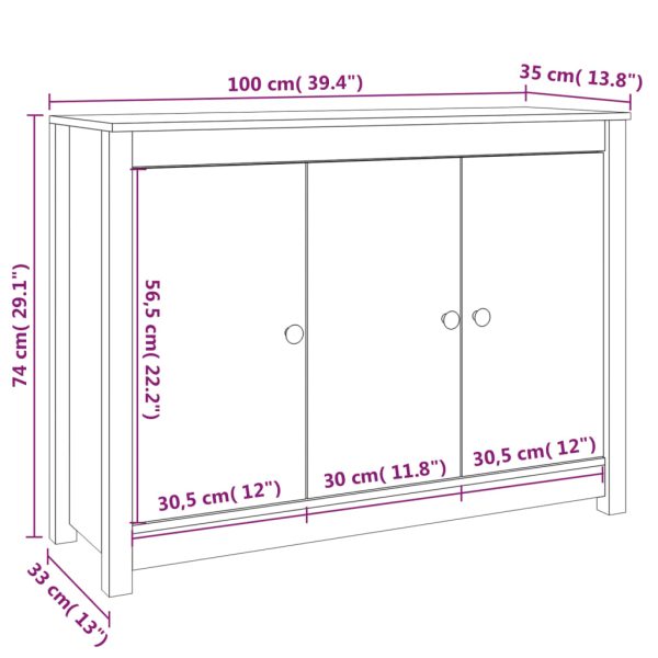 Sideboard 100x35x74 cm Solid Wood Pine