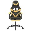 Swivel Gaming Chair with Footrest Faux Leather – Black and Gold