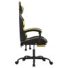 Swivel Gaming Chair with Footrest Faux Leather – Black and Gold