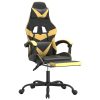 Swivel Gaming Chair with Footrest Faux Leather – Black and Gold