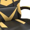 Swivel Gaming Chair with Footrest Faux Leather – Black and Gold