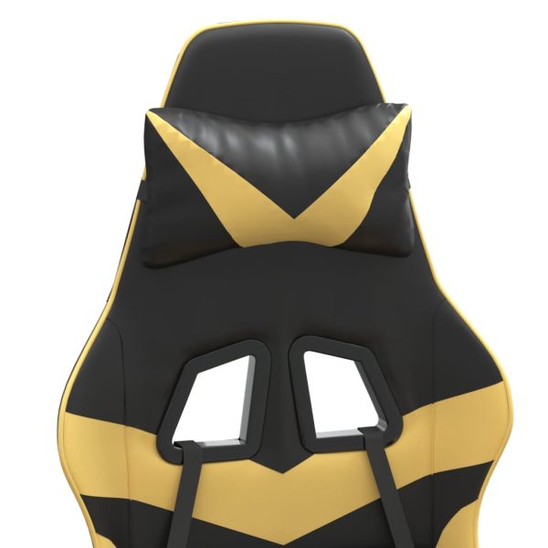 Swivel Gaming Chair with Footrest Faux Leather – Black and Gold